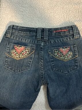Vigoss Embroidered Pocket Flare Jeans Dark Wash Size 1/2 (26) Y2K